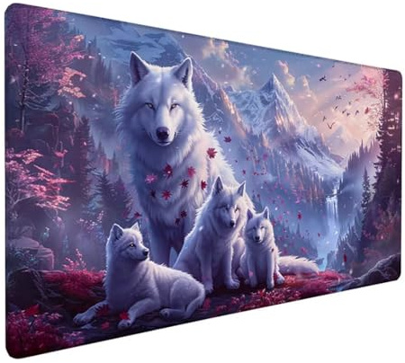 Gaming Mauspad XXL 700x300x3 mm Groß Mousepad Blau Schreibtischunterlage Wolf Mouse Pad mit rutschfeste Gummibasis, Vernähte Kanten Design Wasserdicht Mouse Pad für PC Gaming Zubehör, Geschenk Z-864