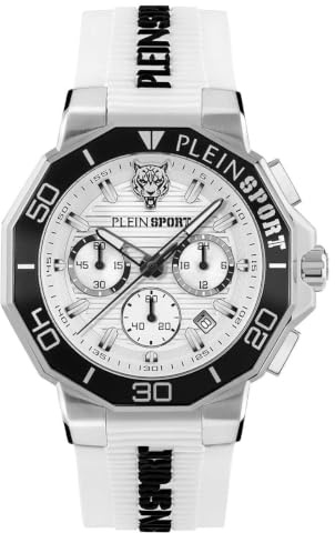 Plein Sport Titan Herrenuhr Analog Quarz, Silber, Armband: