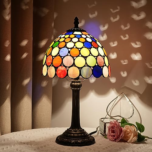 Tiffany Lampada da tavolo in vetro colorato multicolore Comodino per lettura Luce per ufficio e dormitorio