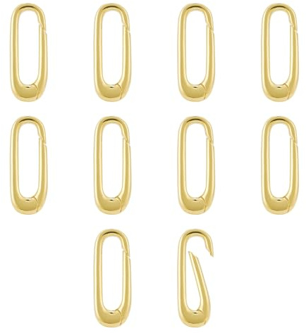 QIUTIMIY 10 Stück 18 Karat vergoldete ovale Schmuckverschlüsse,Schmuck-Halskettenverbinder zum Verlängern oder Reparieren,Gold（17.9 * 7 * 2.7mm）