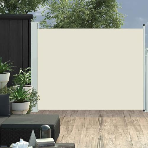 Myheimly Seitenmarkise Sichtschutz Windschutz Sonnenschutz Balkon Seitenmarkise,Creme,140 x 500 cm