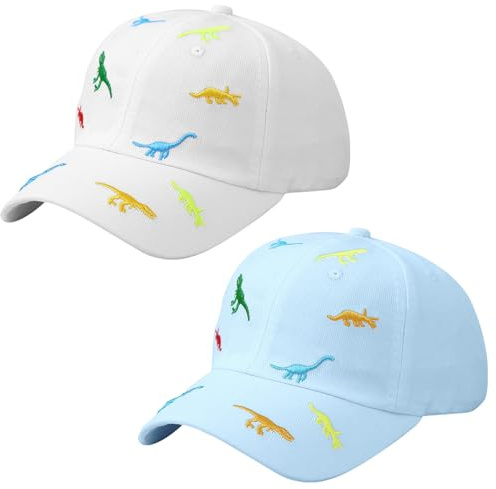 2 st. barnkeps | Solhatt för pojkar | Barnkeps med dinosaurier | Solhatt för barn för 2-6 år, pojke och flicka | Sommarhatt för flickor för sport | Barnkepsar för pojkar för golf och baseboll