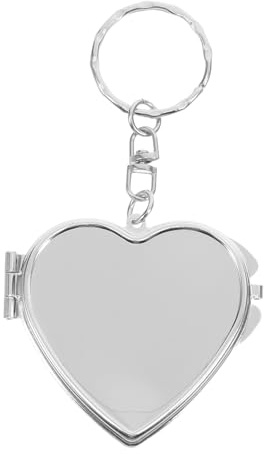 Garneck Kleiner Round Mirror Keychain Doppel Seite Faltbar Kosmetikspiegel Schlüsselanhänger Silber Herzform Für Handtaschen Reisen Geschenke