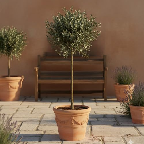 GardenersDream de Olivier Olea Europaea – Plante de jardin persistante vivante en pot – Plante d'extérieur nécessitant peu d'entretien – Idéale pour les bordures et les pots (80-90 cm, pot de 19 cm)