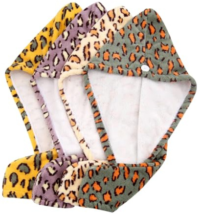 HEATSHAKING 4 Stück Leichtes Mikrofaser Haartuch Damen Leopard Trockenhaube Saugfähiger Schnell Trocknender Turban aus Superflauschiger Einheitsgröße für Haartypen für Zuhause Sport Reise
