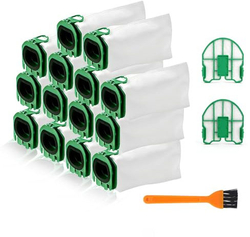 Lot de 14 Sac Aspirateur pour Vorwerk Kobold VB100 FP100,Sacs d'Aspirateur pour Vorwerk avec 2 Filtre moteur et 1 brosse de nettoyage pour Vorwerk Kobold VB100