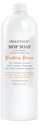 SWANTALK Mop Soap with Long Lasting Premium Perfume, 4X Concentrated Floor Cleaner, Multi Surface Solution for Hardwood, Tile, LVP, Laminate, Pet Friendly, 32 fl oz (Brazilian Breeze)
