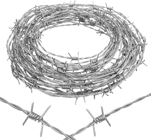 Barbed Wire 1.7×10m Flexible Metal Barb Wire Roll Garden Security Fence for Anti-Cat Fox Bird Animal Deterrent Outdoor Decor