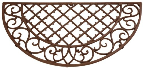 Esschert Design Schmutzfangmatte, Fußmatte mit Motiv Rauten aus Gusseisen, halbrund, ca. 68 cm x 35 cm