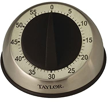 Taylor Precision Products Mechanical Stainless Steel Timer for School, Learning, Projects, and Kitchen Tasks, Multicolor, One Size
