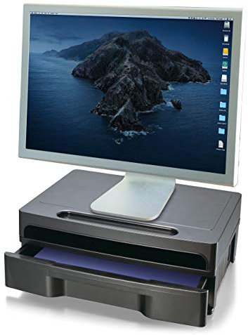 Officemate 22502 Series Executive Monitorständer mit Schublade, Schwarz