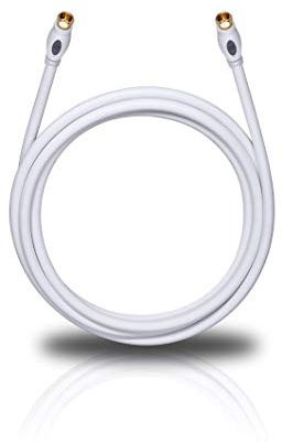 Oehlbach Transmission S - OFC Satellite Cable, Antenna Cable for Satellite and Sky Receivers - F-Connector m/m, Straight, DVB-S/S2, HDTV, 4k UHD - 3.20 m White