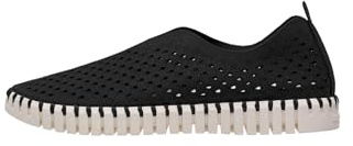 Ilse Jacobsen HORNBÆK | Flache Damen-Schuhe | Slip-on Sneaker mit Recyceltem Mikrofaser-Material und Rutschfester Natur-Gummisohle | Tulip3275 | Leicht Atmungsaktiv Umweltfreundlich | Schwarz | 41