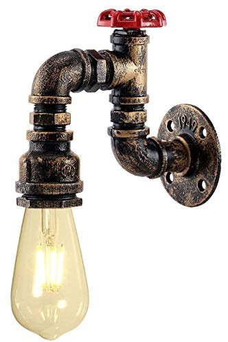 KAWELL Kreative Kerze Wandleuchte Vintage Industrielle Retro LED Wandlampe | Eisen Metall Wasserrohr, E27 60W Max, für Restaurant Café Bar Küche Schlafzimmer Wohnzimmer Korridor