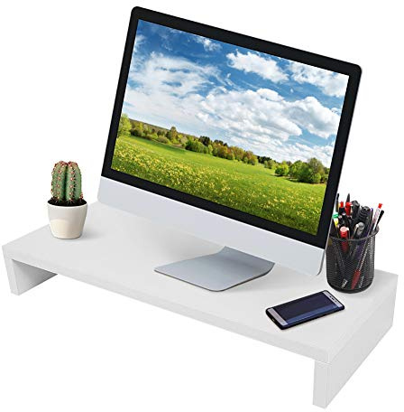 Monitorständer Purpurweiß, Zoom Monitorerhöhung Schreibtischaufsatz Computer Monitor Stand Bildschirmerhöhung mit stauraum Bildschirmständer für PC Notebook 56x22x7,7cm