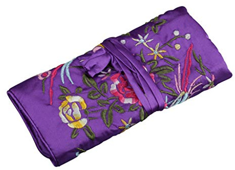 Gjyia Portagioie in seta orientale arrotolabile per gioielli, organizer da viaggio