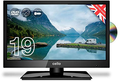 Cello ZRTMF0291 12 Volt 19 inch Full HD LED Traveller TV, Made in UK, Freeview TV HD, Satellite Receiver, HDMI, USB 2.0, Record Live, Small TV for Campervans & Motorhomes