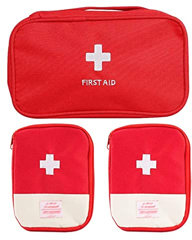 Zuzer Kit Primeros Auxilios 3PCS Botiquin de Primeros Auxilios Viaje First Aid Kit Vacia Primeros Auxilios Bolsa Botiquin para Oficina Hogar Deportes Viajes Senderismo Camping Rojo