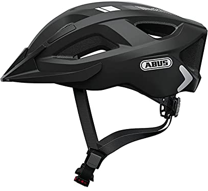 ABUS Stadthelm Aduro 2.0 - Allround-Fahrradhelm mit Licht - in sportivem Design für den Stadtverkehr - für Damen und Herren - Schwarz mit Streifen, Größe S