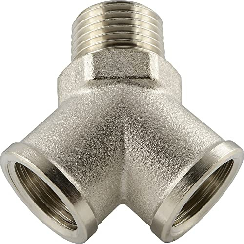 Fittingteile - Y-Stück Messing vernickelt Verteiler Innen-/Außengewinde Fittinge (Ausführung: Y-Stück - Gewinde: R 1/2)