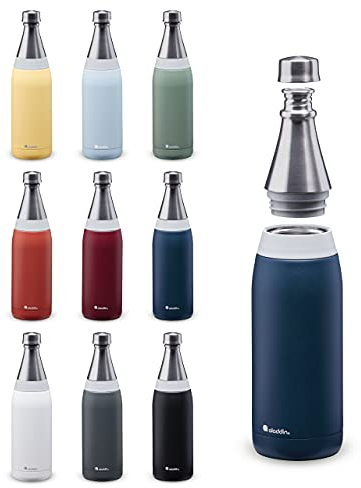 Aladdin Fresco Thermavac Trinkflasche Edelstahl 0.6L Deep Navy – Thermosflasche Auslaufsicher - Hält 10+ Stunden Kalt - Wasserflasche BPA-Frei - Thermoskanne Spülmaschinenfest