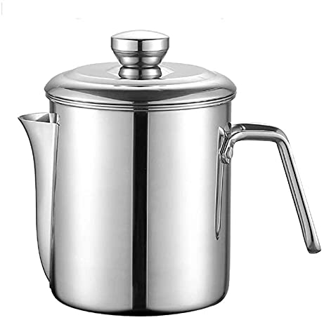 ÖlsiebÖl-VorratsdoseÖl Suppe Fettabscheider 304 Edelstahl Fettfilter Filter Sieb Schüssel Home Küche Kochen WerkzeugeMultifunktions Fettkanne Fetttrenner Fetttrennkanne,Silber,1.8L