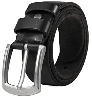 BELTER Ledergürtel Herren Gürtel für Männer 38mm Echter Leder Jeansgürtel mit Geschenkbox (130cm, Schwarz)