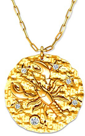 LillyMarie Damen Silberkette vergoldet Sterling-Silber 925 Vergoldeter Anhänger Sternzeichen Wassermann Glücksbringer längen-verstellbar Öko-Verpackung Geschenk Freundin