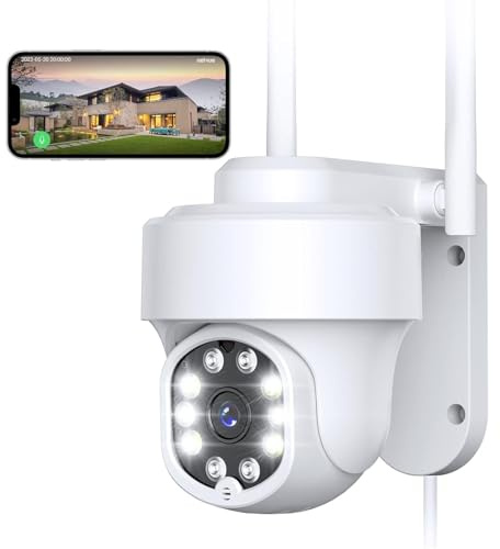 NETVUE Caméra de Surveillance WiFi extérieure, Domicile FHD Vue à 360 et Audio bidirectionnel, intérieur et détection de Mouvement, Vision Nocturne en Couleur