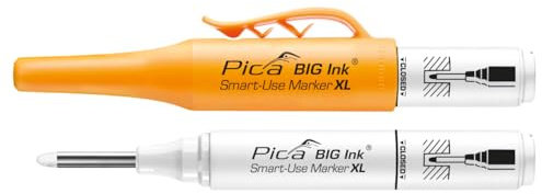 Pica BIG Ink Instant-White 170/52 Tieflochmarker XL I Weiße Markierungen | Erster Tieflochmarker in Weiß I markiert sofort ohne Schütteln I für glatte und trockene Oberflächen I XL Tintenvorrat