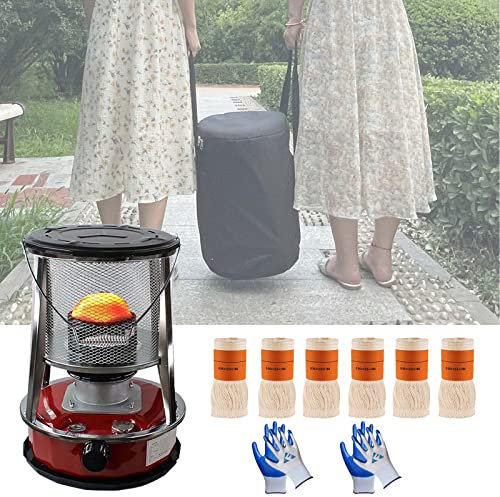 Riscaldatore per stoppini a cherosene bianco/rosso 4.6L/6L Riscaldatori a olio da campeggio Riscaldatore di emergenza Stufa per tenda non elettrica per Fiamma regolabile all'aperto Sicuro e dure