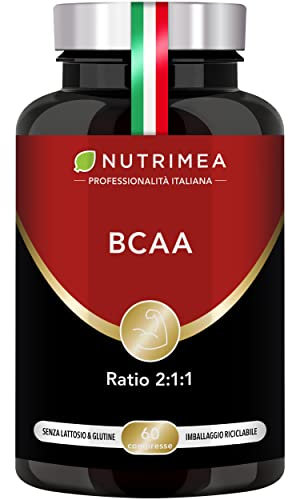 BCAA 2:1:1 | Vitamina B6 | Sintesi proteica | Riduzione della fatica | Aminoacidi essenziali | Recupero | 60 compresse divisibili | Vegano | Nutrimea