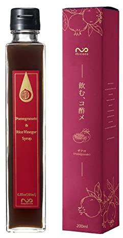 [Micoas] Pomegranate & Rice Vinegar Syrup, Rice Drinking Vinegar, For Gift, With Kombucha, Gluten Free, Shrub, Alternative to Alcohol Drink, Made in Japan, 200ml (6.8 oz)