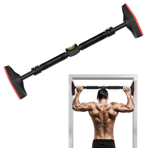 Tribe WOD Türrahmen Klimmzugstange, 76x15 cm - Pullup Bar für Türrahmen ohne Schrauben - Tragbare Klimmzugstange aus Robustem Stahl mit Gepolsterte Griffe - 200 kg Max Tragfähigkeit - Schwarz