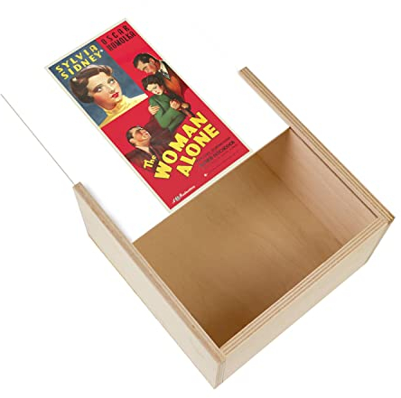 Fabulous Box aus Holz – The Woman Alone Alte Filmplakat Retro Vintage (11 x 11 x 3,5 cm)
