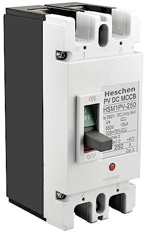 Heschen DC Molded Case Circuit Breaker MCCB, HSM1PV-250, 2 Poles, DC550V 250A, Photovoltaic Circuit Breaker, for Solar PV System Solar Panels Grid System