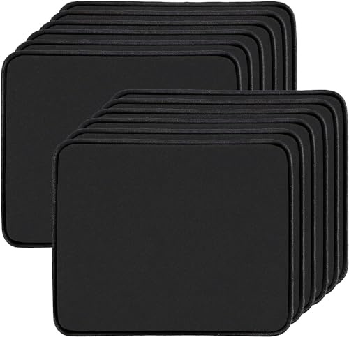 Erinnmy 12 Pack Mauspad,Mousepads mit Vernähte Kanten,210 x 250 x 3mm Mouse Pad mit Anti-Rutsch-Gummiboden,wasserdichte Verschleißfest Strapazierfähig Mauspads,Mousepad Schwarz