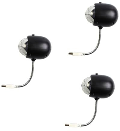 Mikikit 3St Kristallkugel-Nachtclubbeleuchtung Mini-Blitzlicht LED-Disco-Lichter Projektorlicht RGB-Tanzlampe Nachtlicht Projektionslampe USB Projektorlampe Taschenlampe Dekorative Lichter