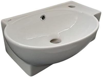 Handwaschbecken Aufsatzwaschbecken aus Keramik, 45 cm Kompaktes Waschbecken für Gäste WC & kleines Badezimmer, auch für Unterschränke geeignet | Edles Design in Weiß | BxTxH: 45,5x28x15,5cm