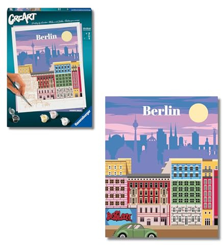 Ravensburger CreArt Farbenfrohes Berlin - Malen nach Zahlen für Erwachsene | DIY Malset mit Pinsel und Acrylfarben, 24 x 30 cm, Geschenk für Frauen und Männer