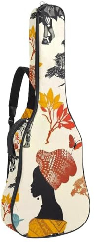 Bassgitarrentasche, 101,6 cm, 101,6 cm, doppelter verstellbarer Schultergurt, Akustikgitarre, Gigbag, Gitarrenkoffer, wasserdicht, Oxford-Stoff, dicker Schwamm, Vintage-Afican, Damen, Elefant, Hirsch,