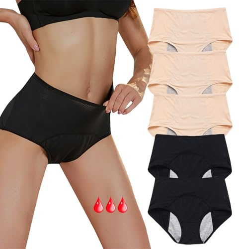 MOONBADI Ultra Soft Panties Postpartum Slips Damen 20ML,SaugfäHigkeit MenstruationsunterwäSche Periodenslip 5er Pack 4XL Mischfarbe-9