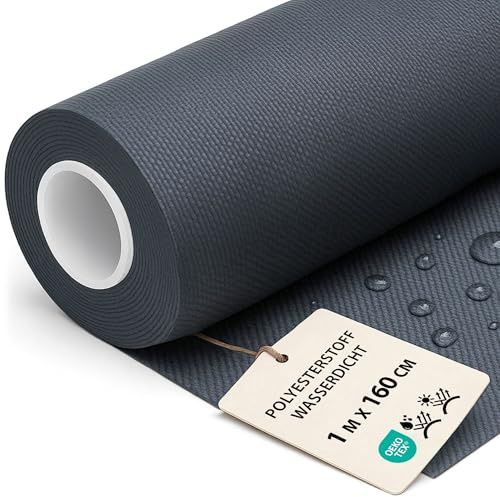 Tela impermeable por metros 1M x 160 cm - Tejido resistente al agua para exterior ideal para cojines cortinas fundas muebles de jardín y proyectos de costura Grafito Certificado Oeko-Tex