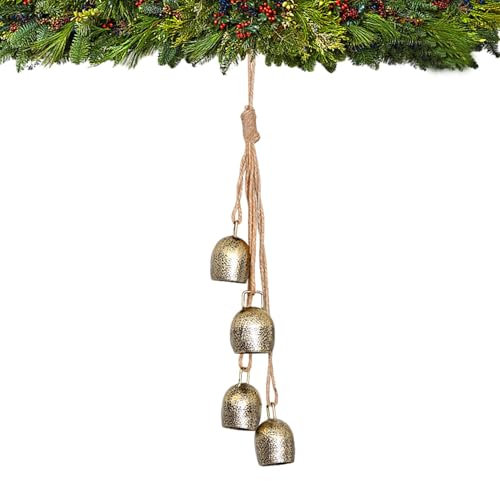 Weihnachts-Kuhglocken-Anhänger – Weihnachts-Kuhglocke aus Metall, rustikale Weihnachtsglocken aus Metall mit klarem Klang, handgefertigte Kuhglocken, harmonische Kuhglocken, Weihnachtsglocken-Dekorati