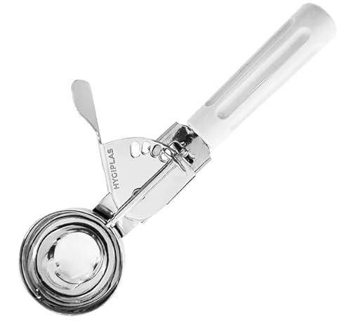 Hygiplas Ice Cream Scoop White 50ml - Portion Control, Diswasher Safe HT783