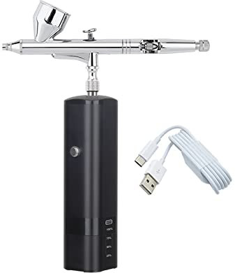 Pistolet à Peinture, Pulvérisation À Haute Pression De Compresseur D'aérographe Sans Fil À Double Action For Pistolet D'art Salon De Beauté Maquillage Ongles Tatouages ​​outils De Gâteau(Zwart)