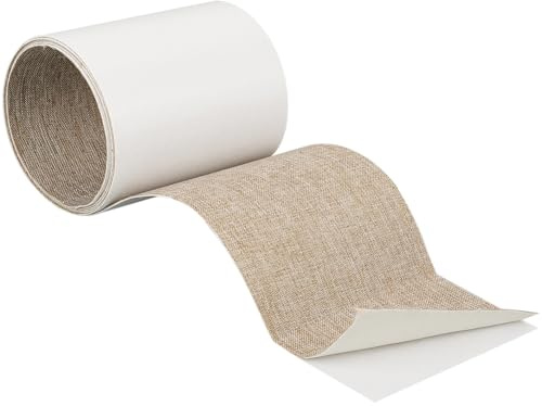 craspire Ruban Adhésif de Réparation pour Meubles Tan 63 x 4 Pouce Tissu en Lin Rectangle Armoires Murales Imperméables Autocollants de Réparation pour Vêtements Muraux Canapés Meubles Parapluie