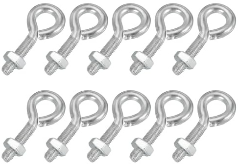 PATIKIL Vis À Oeil M8x30mm, 10 Pcs Acier Carbone Fileté Crochet À Vis Avec Écrou Pour Suspendre Ou Fixer Les Câbles Argent