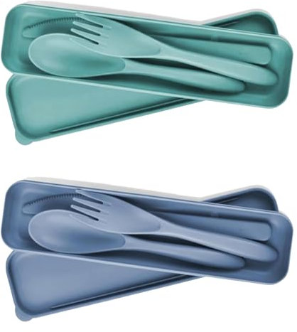 2 Sets Portable Reusable Cutlery Set with Case – Eco-Friendly Travel Utensils for Work, School & Camping – Lightweight, Durable & Dishwasher Safe