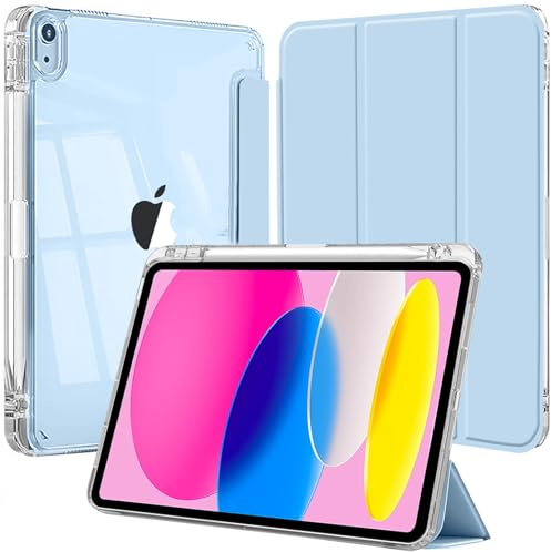 Custodia per iPad A16 11a/10a Generazione 2025 2022 Cover Case Cielo Blu | Portapenne Bumper TPU Morbido Retro Trasparente Supporto Sottile Antiurto Antiscivolo Auto Wake Sleep Tablet Casa Scuola Case